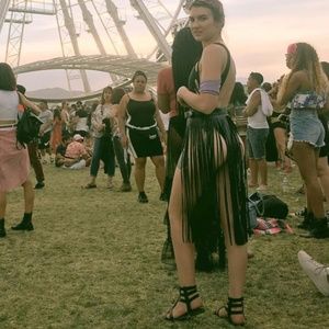 Faux Leather Fringe Waist Belt